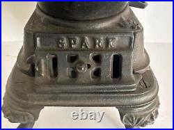VINTAGE Spark Salesman Sample Cast Iron Pot Belly Wood Cook Stove-13