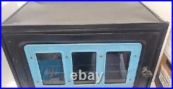 VTG NEW PERFECTION STOVE TOP WARMING OVEN STAMPED BLACK METAL withBlue Enamel