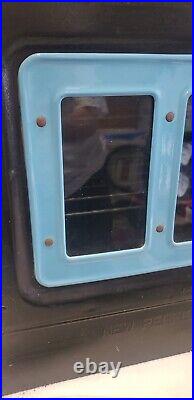 VTG NEW PERFECTION STOVE TOP WARMING OVEN STAMPED BLACK METAL withBlue Enamel