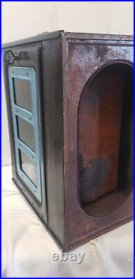 VTG NEW PERFECTION STOVE TOP WARMING OVEN STAMPED BLACK METAL withBlue Enamel