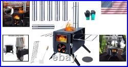 Versatile Stainless Steel Wood Burning Stove with Heat-Resistant Glass & Shelves Versatile Stainless Steel Wood Burning Stove with Heat-Resistant Glass & Shelves