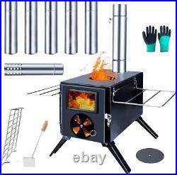 Versatile Stainless Steel Wood Burning Stove with Heat-Resistant Glass & Shelves Versatile Stainless Steel Wood Burning Stove with Heat-Resistant Glass & Shelves