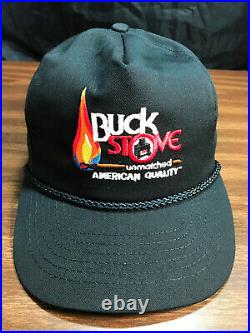 Vintage BUCK STOVE Hat 1980's Snapback Cap Wood Burning Made In USA VGC