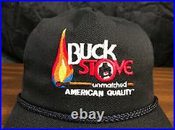 Vintage BUCK STOVE Hat 1980's Snapback Cap Wood Burning Made In USA VGC
