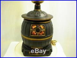 Vintage Black Pot Belly Stove Lamp Light Cookstove Wood Burning Cookstove