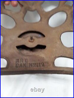 Vintage Cast Iron Parlor Woodburning Stove Heater Topper Art Oak No. 19
