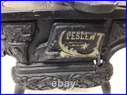 Vintage Crescent Mini Replica Cast Iron Wood Burning Stove + Extras