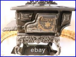 Vintage Example Cast Iron Crescent Wood Burning Stove Complete Not For Burning