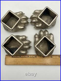 Vintage Fisher Inc. Wood Burning Stove Silver Metal Claw Paw Feet Set Of 4 2465