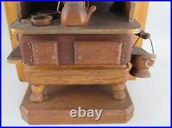 Vintage Folk Art Wooden Wood Burning Kitchen Stove Sculpture