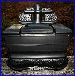 Vintage McCoy Pottery Ceramic Black Cookie Jar Oven Wood Burning Stove RARE