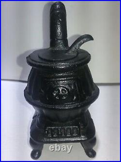 Vintage Miniature Cast Iron Potbelly Wood Burning Stove Salesman Sample NM Cond