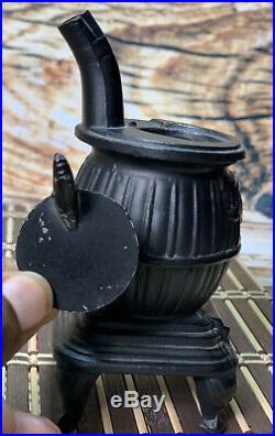 Vintage Miniature Cast Iron Stove Zinc Wood Burning Salesman Sample Potbelly