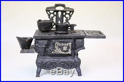 Vintage Miniature Cast Iron Wood Burning Stove by Crescent Salesman Sample