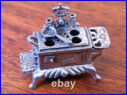 Vintage silver NUVO CHIM ENGLISH CAST IRON WOOD BURNING STOVE OVEN charm RARE