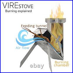 Vire Stove Portable & Foldable Outdoor Wood Burning Rocket Stove Survival or