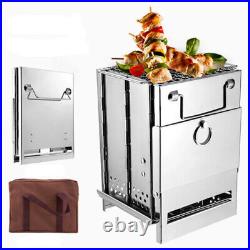 Wood Burning Camp Stove Foldable Stainless Steel Grill Outdoor BBQ PortableGrill