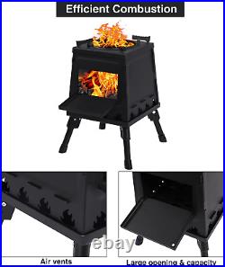 Wood Burning Camp Stove, Folding Cast Iron Camping Stove with Carrying Case