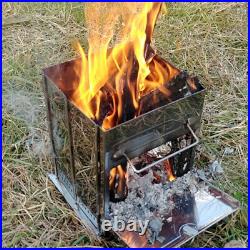 Wood Burning Camp Stove Folding Portable Stainless Steel Grill Firewood GER