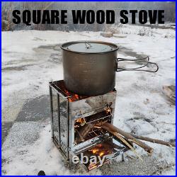 Wood Burning Camp Stove Folding Portable Stainless Steel Grill Firewood LIN