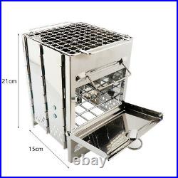 Wood Burning Camp Stove Folding Portable Stainless Steel Grill Firewood LIN