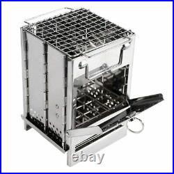 Wood Burning Camp Stove Folding Stainless Steel Grill Firewood Stove for Camping