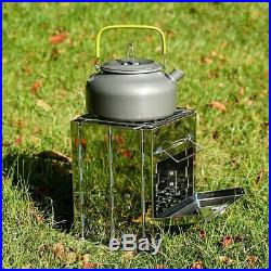 Wood Burning Camp Stove Folding Stainless Steel for Hiking Camping Survival BBQ