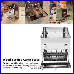 Wood Burning Camp Stove Outdoor Stove Portable Foldable Stainless Steel Camping