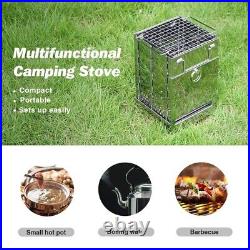 Wood Burning Camp Stove Portable Backpacking Stove Folding Grill, Perfect for L4