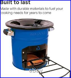 Wood-Burning Camp Stove with Efficient Fuel Utilization and Heat Retention