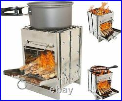 Wood Burning Camp Stove with Folding Stainless Steel 430 Grill Food Grade
