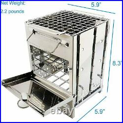Wood Burning Camp Stove with Folding Stainless Steel 430 Grill Food Grade