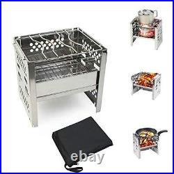 Wood Burning Camp Travel Muti-function Stoves Folding Portable Stainless Stee