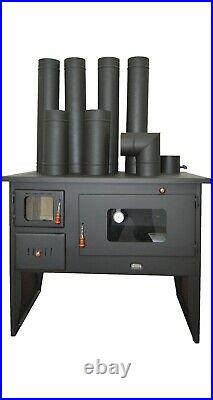 Wood Burning Cooker SET OF PIPES INCLUDED Cooking Stove 16 kw 2 Cast Iron Plates