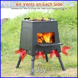 Wood Burning Cooking Stove Set with Legs Folding Portable Outdoor Camping Hiking Wood Burning Cooking Stove Set with Legs Folding Portable Outdoor Camping Hiking
