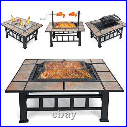 Wood Burning Fire Pit 37 Square Firepit Table Backyard Patio Stove