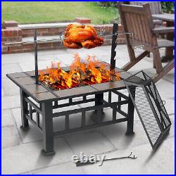 Wood Burning Fire Pit 37 Square Firepit Table Backyard Patio Stove