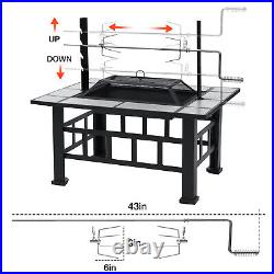 Wood Burning Fire Pit 37 Square Firepit Table Backyard Patio Stove