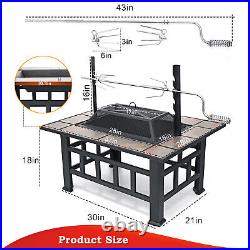 Wood Burning Fire Pit 37 Square Firepit Table Backyard Patio Stove