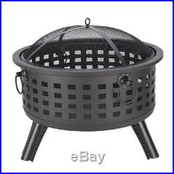 Wood Burning Fire Pit Outdoor Heater Backyard Patio Deck Stove Fireplace Black