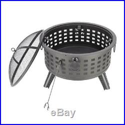 Wood Burning Fire Pit Outdoor Heater Backyard Patio Deck Stove Fireplace Black