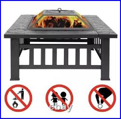 Wood Burning Fire Pit Outdoor Heater Backyard Patio Deck Stove Fireplace Deck