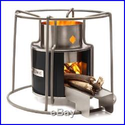 Wood Burning Heater Metal Stove Vintage For Portable Cooking Camping Beach Black