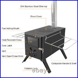 Wood Burning Portable Stove with Chimney Pipe Heater for Camping Cookout Tent