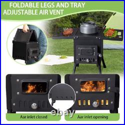 Wood Burning Steel Stove with Chimney for Camping Hiking Picnic