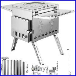 Wood Burning Stove 1500 Cu. Inch Portable Stainless Steel Outdoor Camping Cooker