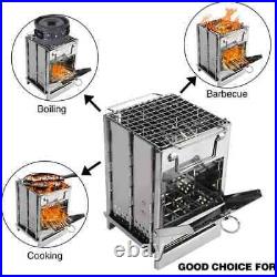 Wood Burning Stove Folding Stainless Steel, Small, Out door, Hiking, Backpacking