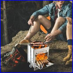 Wood Burning Stove Grill For Backpacking Hiking Camping Mini BBQ Cooking Tools