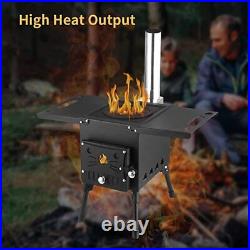 Wood Burning Stove Hot Tent Heating Cooking with Chimney Pipe Outdoor Camping