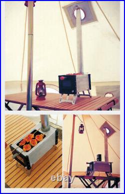 Wood Burning Stove Portable Camping Cooker Tent Heater Firepit Picnic with Pipe